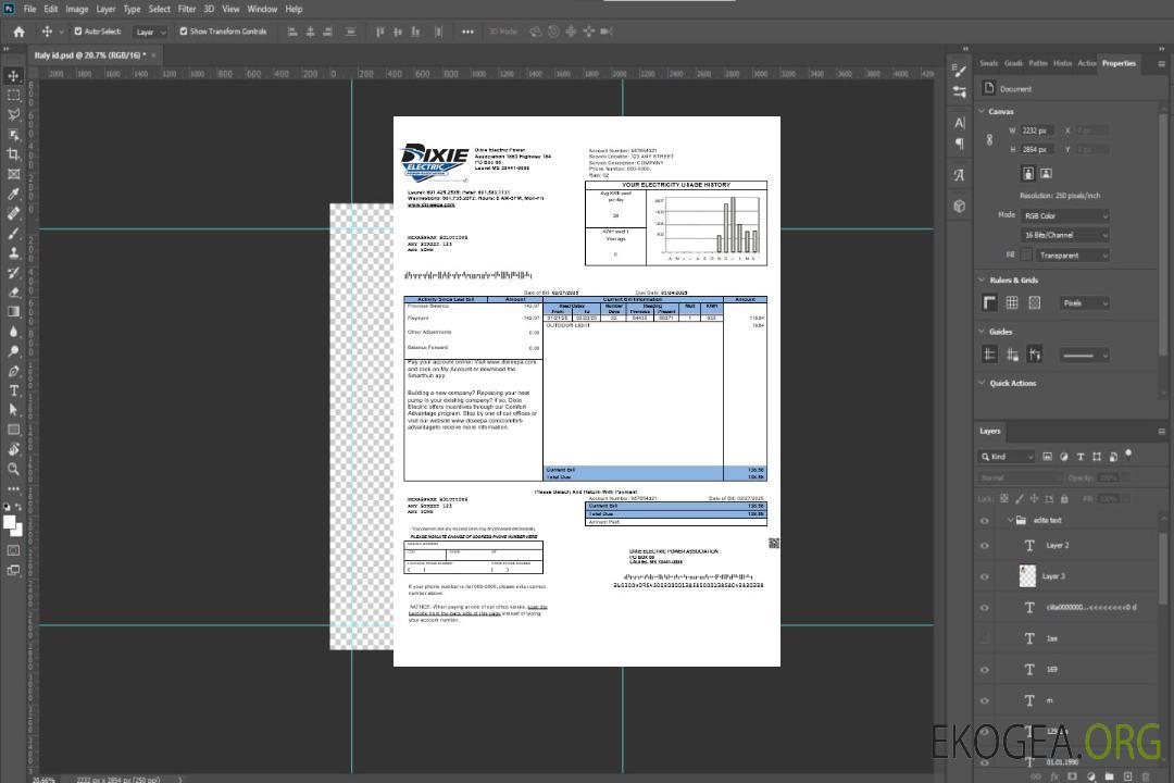 Modèle de facture de services publics d'entreprise USA Mississippi Dixie Electric aux formats Word et PDF template Modèle de facture de services publics d'entreprise USA Mississippi Dixie Electric aux formats Word et PDF template